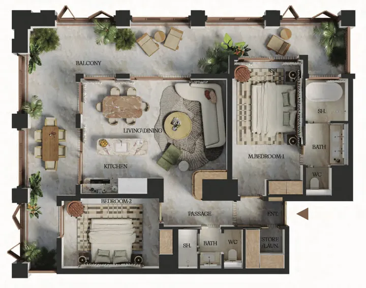 2 BR floor plan