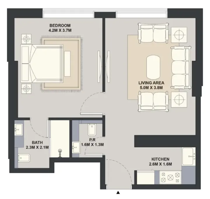 1 BR floor plan