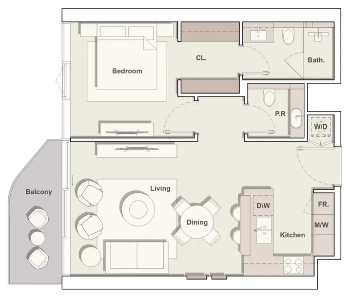 1 BR floor plan