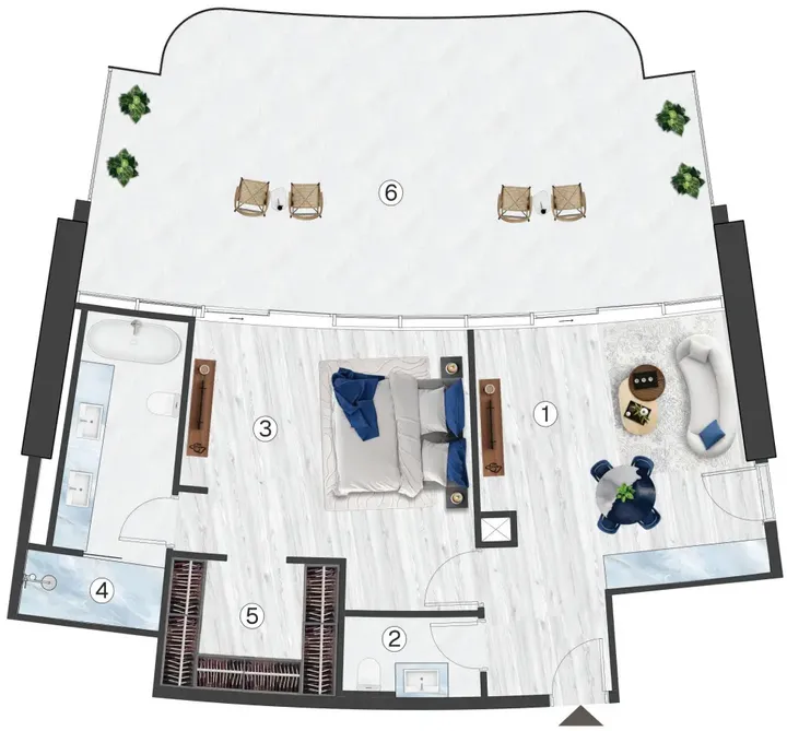 1 BR floor plan