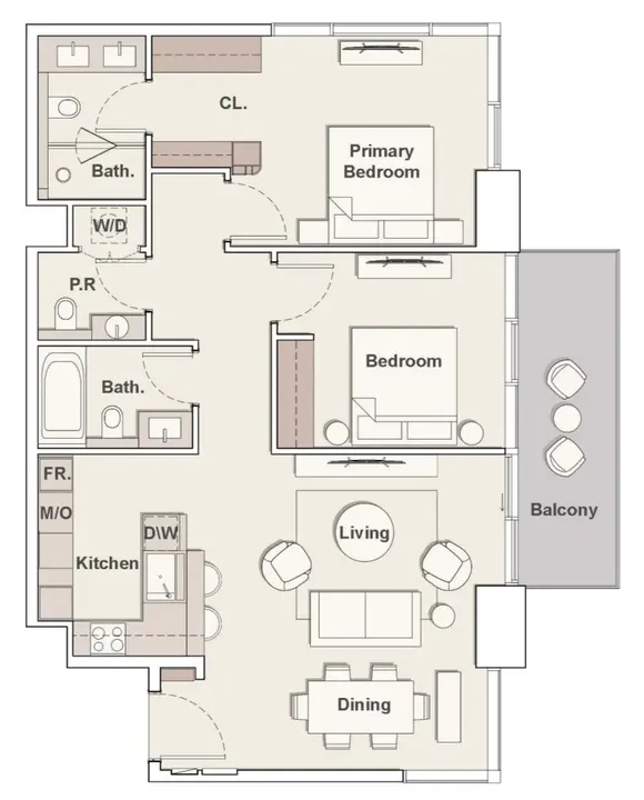 2 BR floor plan