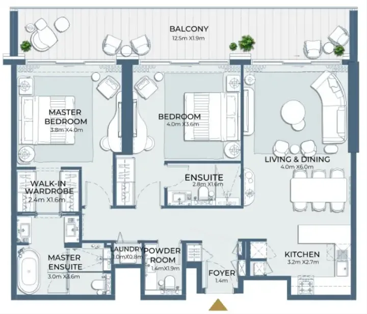 2 BR floor plan