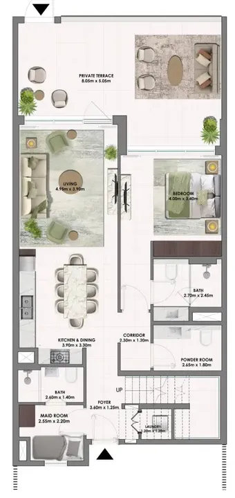 3 BR floor plan