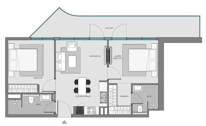 2 BR floor plan