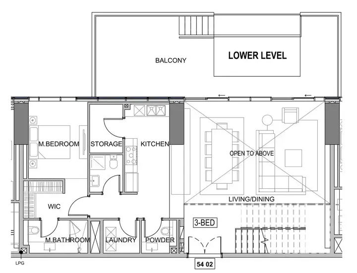 3 BR floor plan