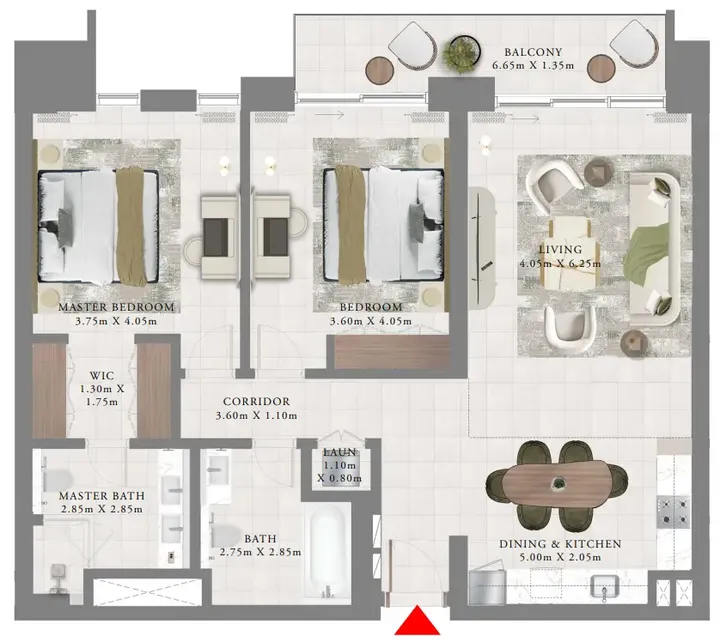 2 BR floor plan