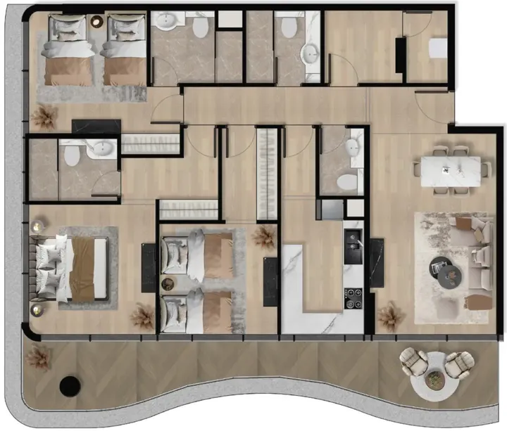 3 BR floor plan