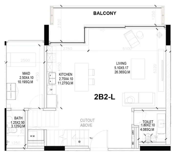 2 BR floor plan