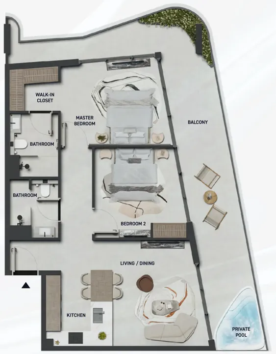 2 BR floor plan