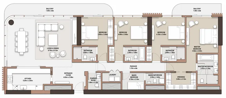 4 BR floor plan
