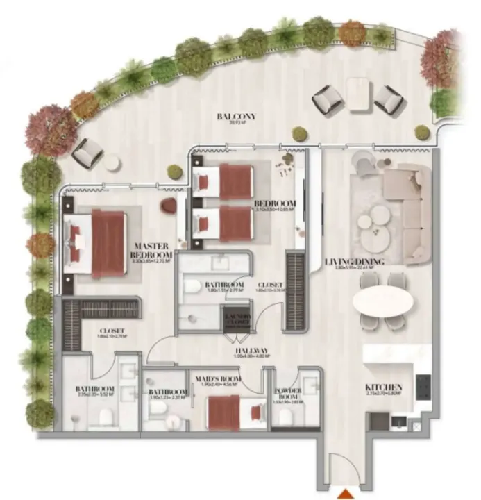 2 BR floor plan