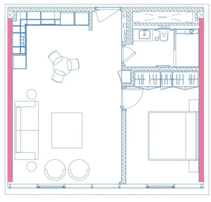 1 BR floor plan
