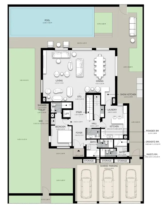 6 BR floor plan