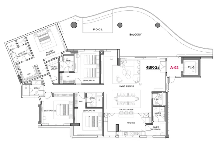 4 BR floor plan
