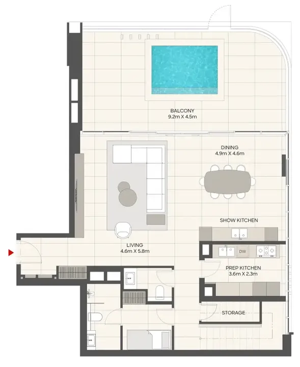 3 BR floor plan