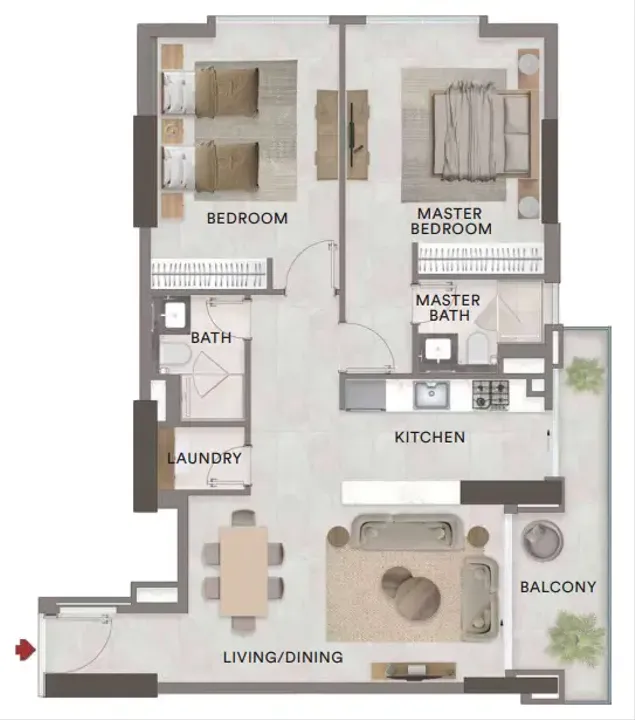 2 BR floor plan