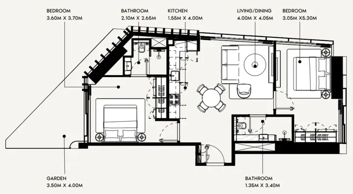 2 BR floor plan