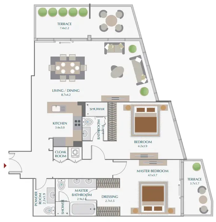 2 BR floor plan