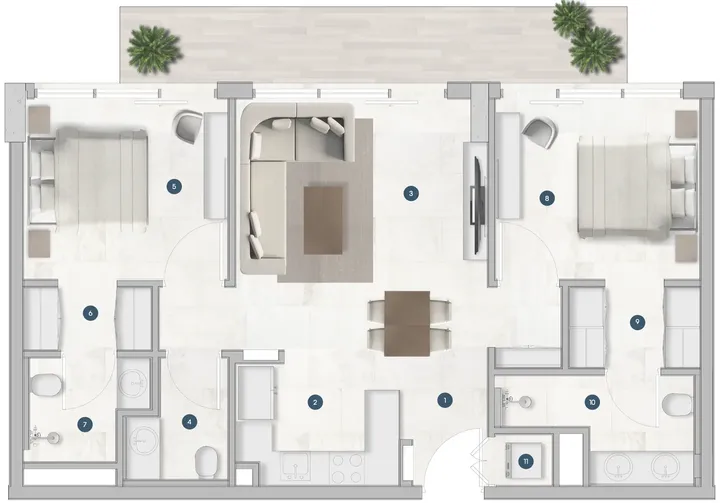 2 BR floor plan