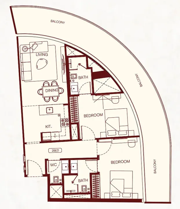 2 BR floor plan