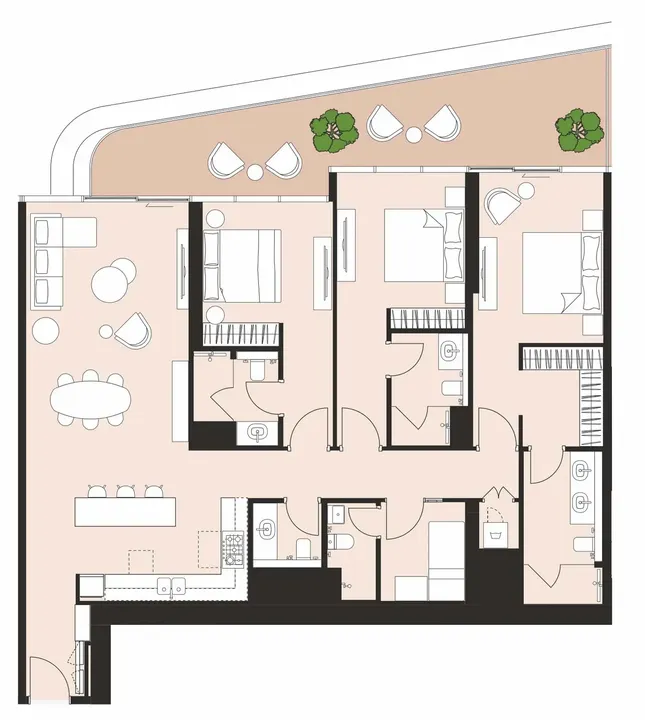 3 BR floor plan