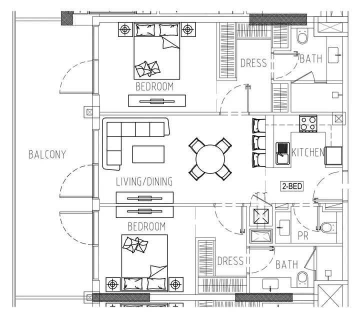 2 BR floor plan