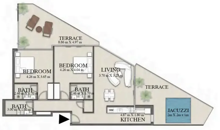 2 BR floor plan