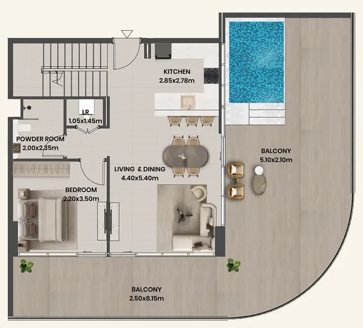 3 BR floor plan