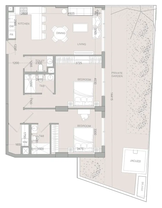 2 BR floor plan