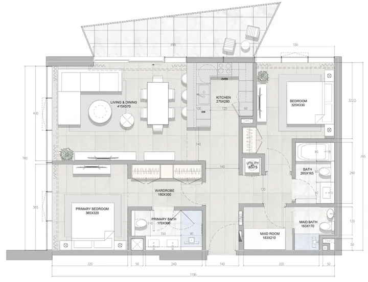 2 BR floor plan
