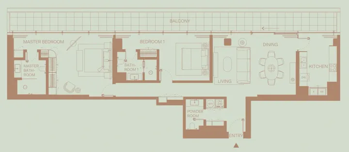 2 BR floor plan