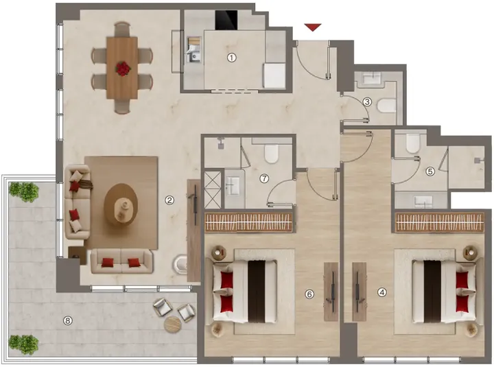 2 BR floor plan