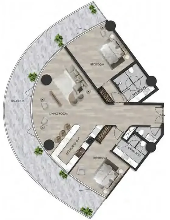 2 BR floor plan