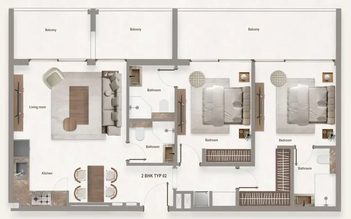 2 BR floor plan