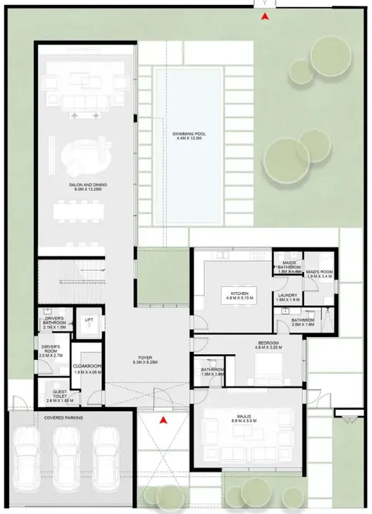 6 BR floor plan