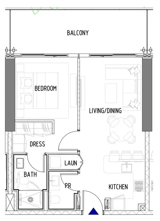 1 BR floor plan