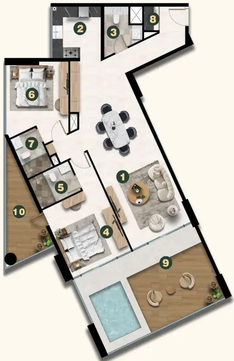2 BR floor plan