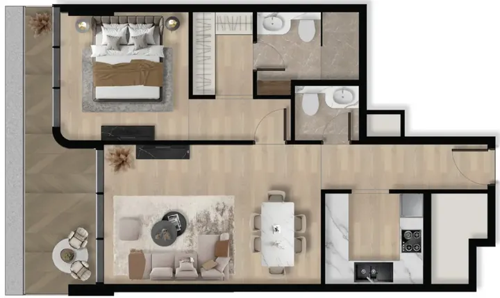1 BR floor plan