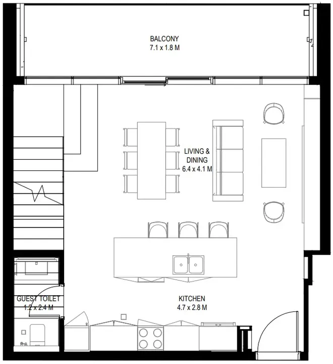 2 BR floor plan