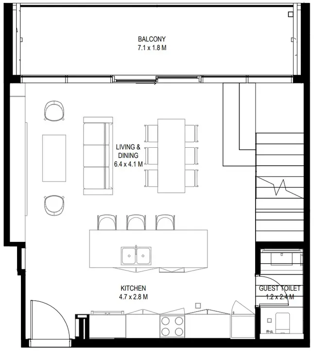 1 BR floor plan