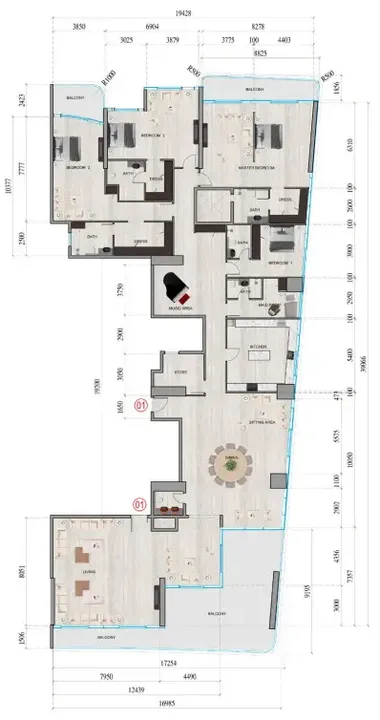 4 BR floor plan