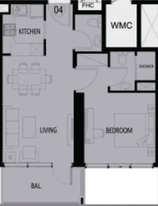 1 BR floor plan