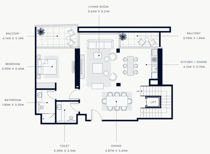 3 BR floor plan