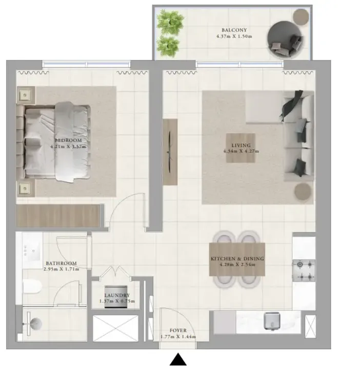 1 BR floor plan
