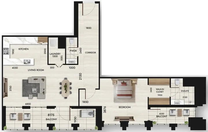2 BR floor plan