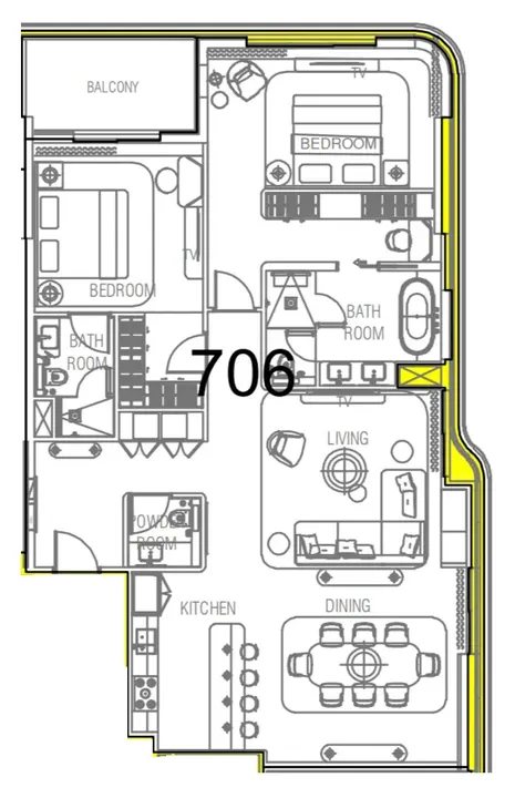 2 BR floor plan