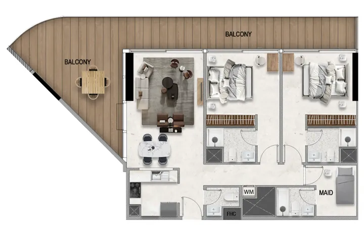 2 BR floor plan