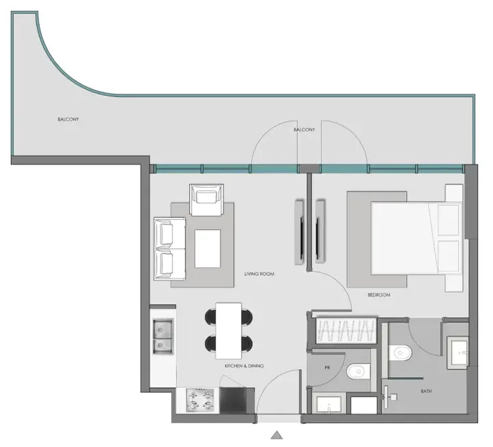 1 BR floor plan