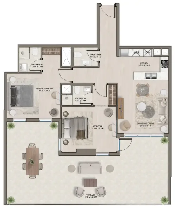 2 BR floor plan