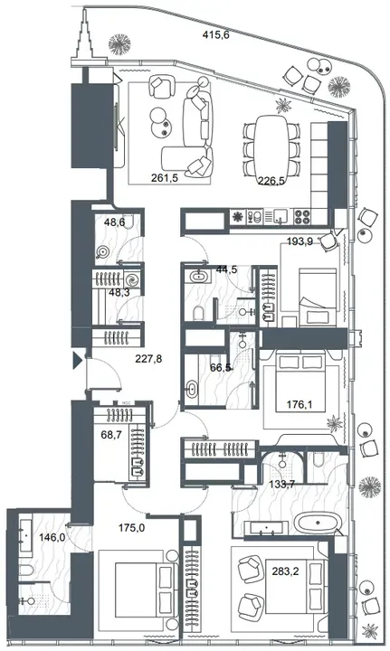 4 BR floor plan
